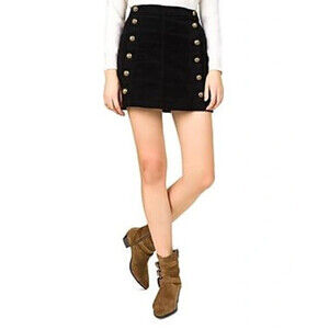 The Kooples Women's Button Detail Velvet Corduroy Mini Skirt Black Size 3 $225
